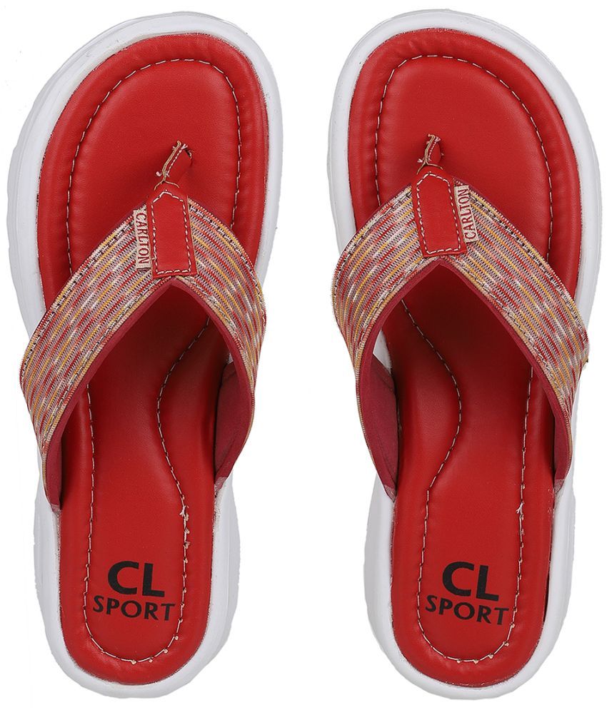     			Carlton London Red Women's Thong Flip Flop