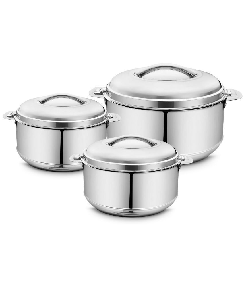     			Classic Essentials Imperial Casserole Combo Silver Steel Thermoware Casserole ( Set of 3 , 3500 mL )