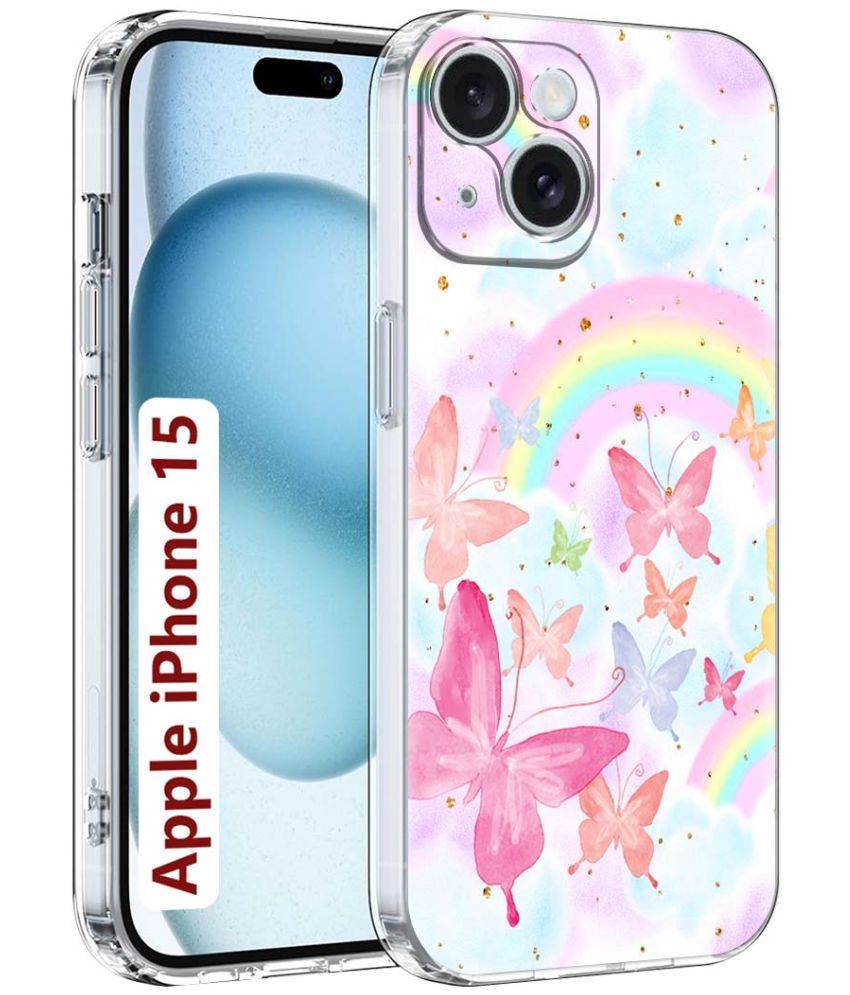     			Fashionury Multicolor Printed Back Cover Silicon Compatible For Apple iPhone 15 ( Pack of 1 )