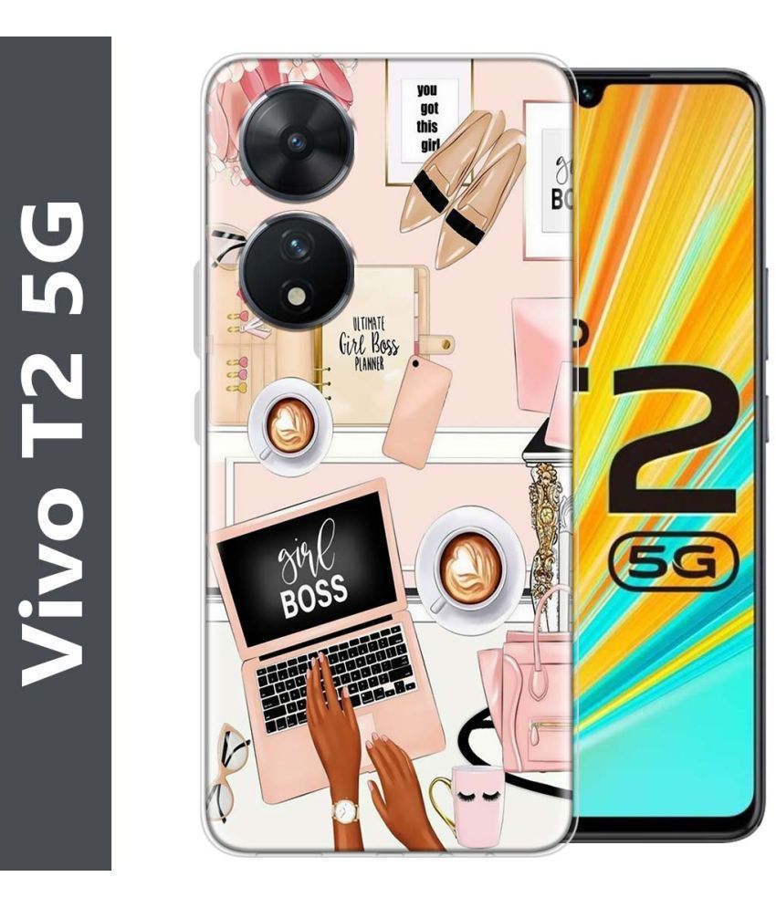     			Fashionury Multicolor Printed Back Cover Silicon Compatible For Vivo T2 5G ( Pack of 1 )