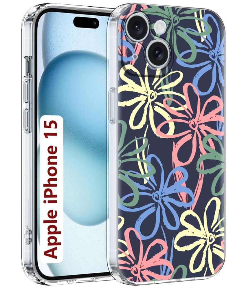     			Fashionury Multicolor Printed Back Cover Silicon Compatible For Apple iPhone 15 ( Pack of 1 )