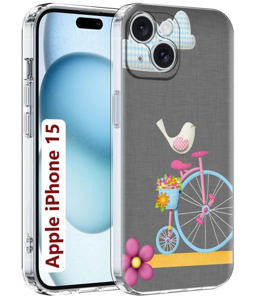     			Fashionury Multicolor Printed Back Cover Silicon Compatible For Apple iPhone 15 ( Pack of 1 )