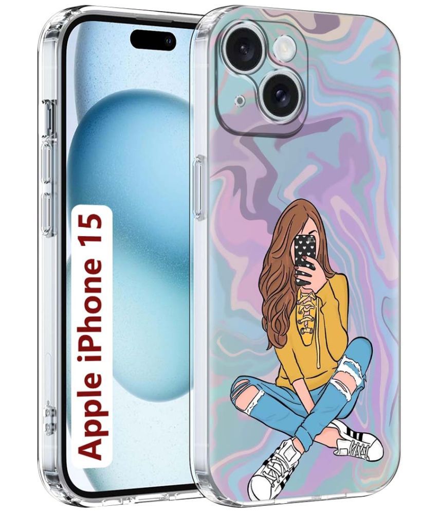     			Fashionury Multicolor Printed Back Cover Silicon Compatible For Apple iPhone 15 ( Pack of 1 )