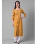 Dollar Missy Cotton Blend Embellished Straight Women's Kurti - Yellow ( Pack of 1 )