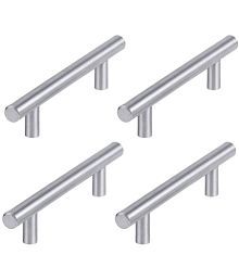 Atlantic Stainless Steel Cabinet  Nickel Handle Pull for Kitchen and All Types Wooden Furniture Doors (Silver, Total Length 5.50 inches Hole to Hole - 96 MM,Pack of 4 PCS)