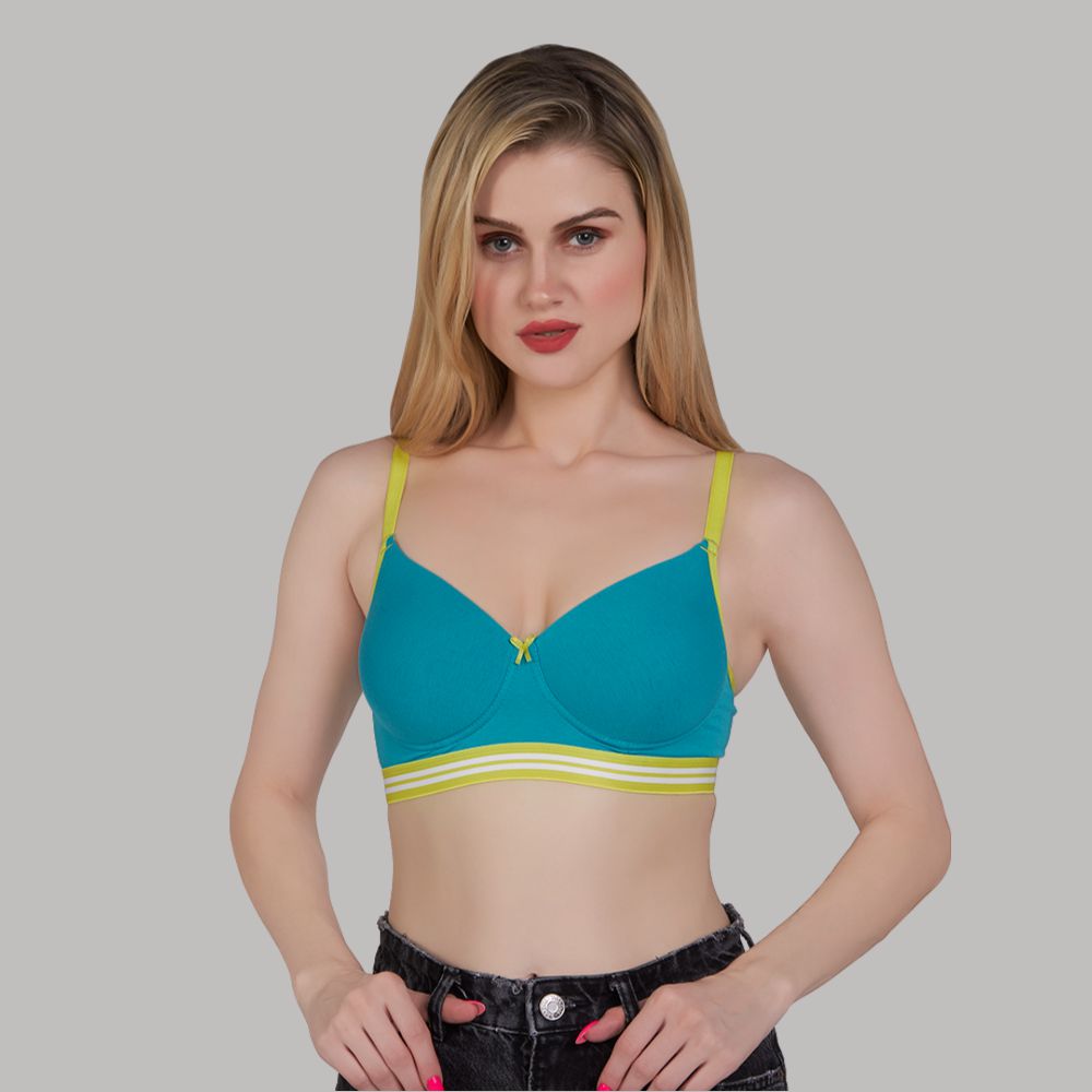     			Affinity Teal Cotton Blend Lightly Padded Women's T-Shirt Bra ( Pack of 1 )