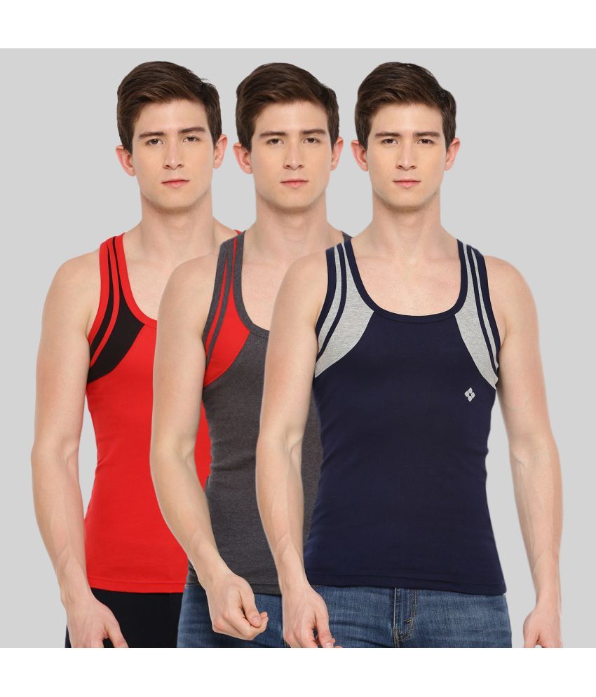     			Pack of 3 Dollar Bigboss Assorted Colorblock Cotton Blend Men Vest