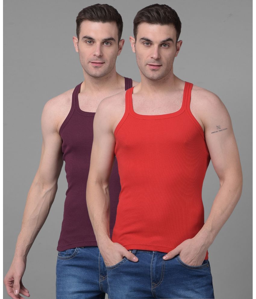     			Pack of 2 Dollar Bigboss Assorted Solid Cotton Blend Men Vest