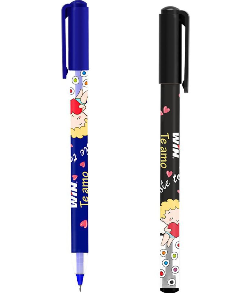     			Win Te amo 40Pcs(20 Blue Ink & 20 Black Ink)|0.7mm Tip|Cute Design|School & Office Ball Pen (Pack of 40, Multicolor)