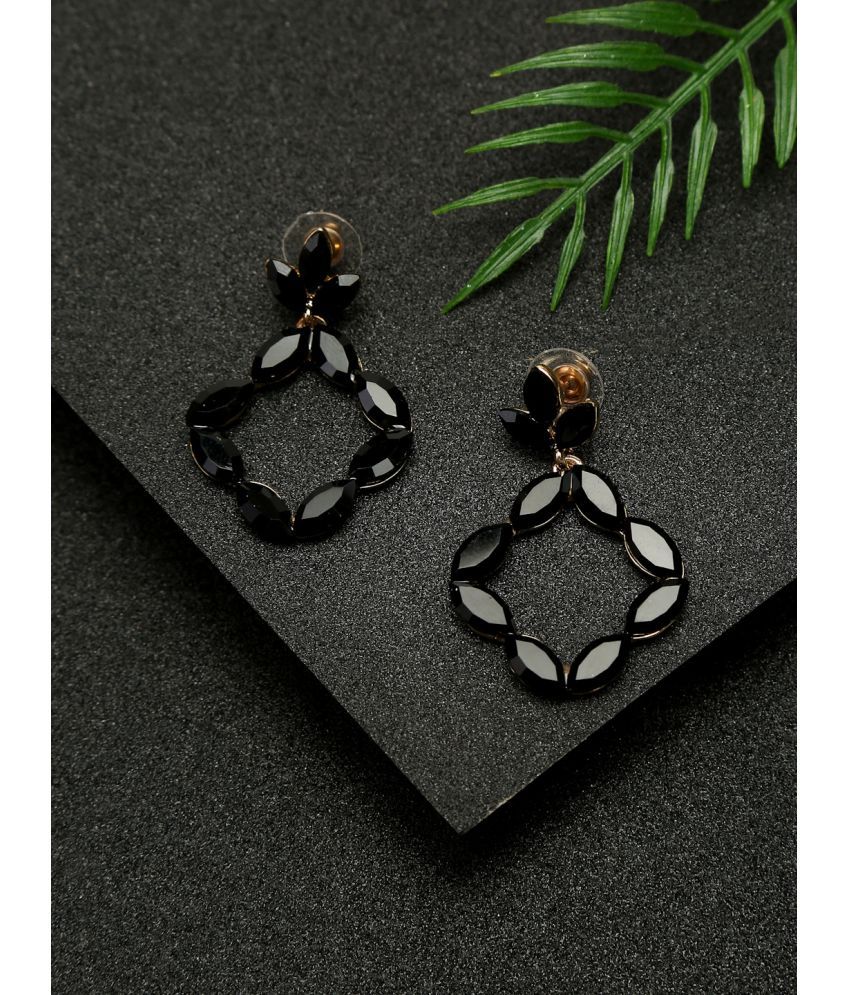     			YOUBELLA Black Danglers Earrings ( Pack of 1 )