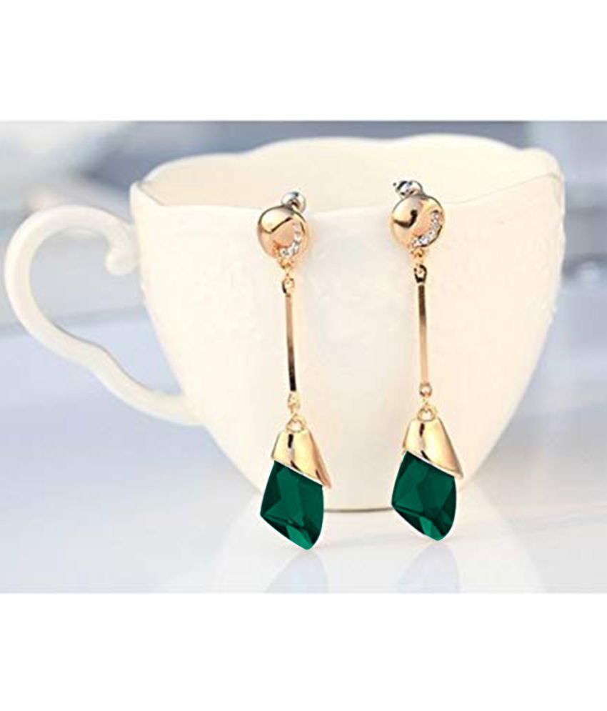     			YOUBELLA Green Danglers Earrings ( Pack of 1 )