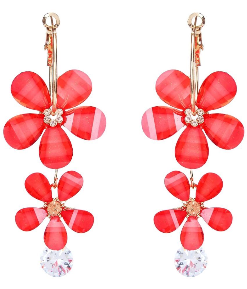     			YOUBELLA Red Danglers Earrings ( Pack of 1 )