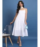 Ketch Polyester Blend Embroidered Midi Women's Fit & Flare Dress - White ( Pack of 1 )