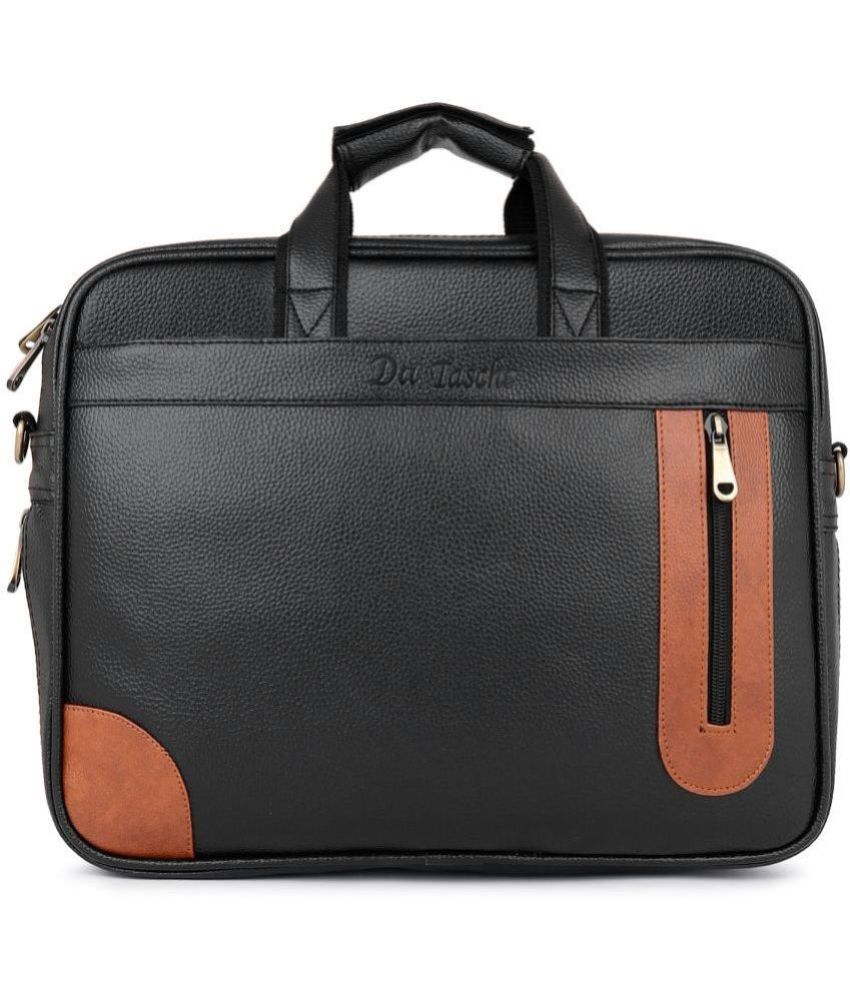     			Da Tasche Black Synthetic Leather Office Bag