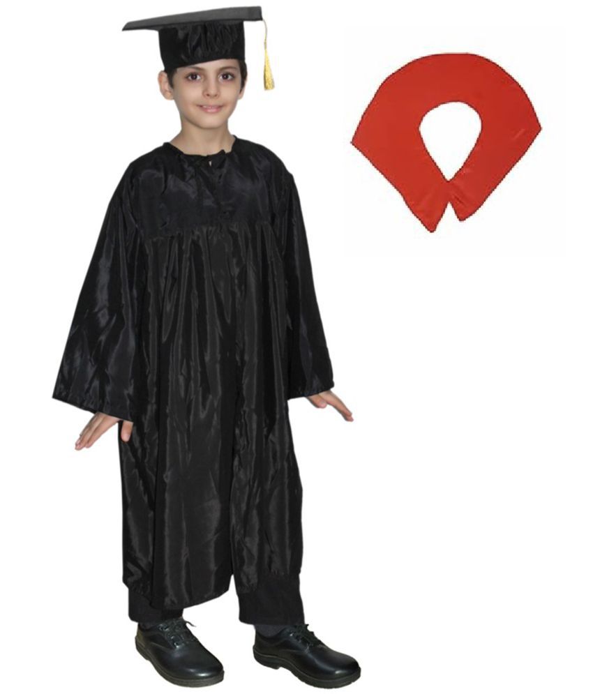     			Kaku Fancy Dresses Graduation Gown with Scarf | Degree Gown Costume For Convocation, Black, 3-4 Years, For Boys & Girls