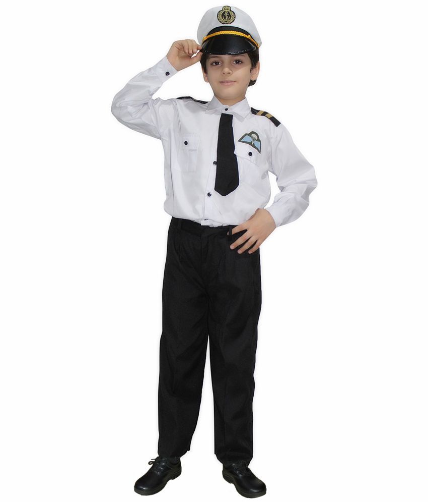     			Kaku Fancy Dresses Our Community Helper Pilot Costume -Black & White, 3-4 Years, For Boys & Girls