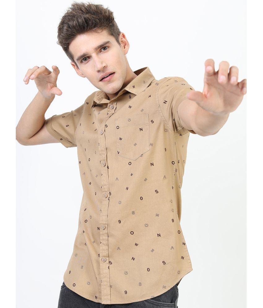     			Ketch 100% Cotton Regular Fit Printed Half Sleeves Men's Casual Shirt - Beige ( Pack of 1 )