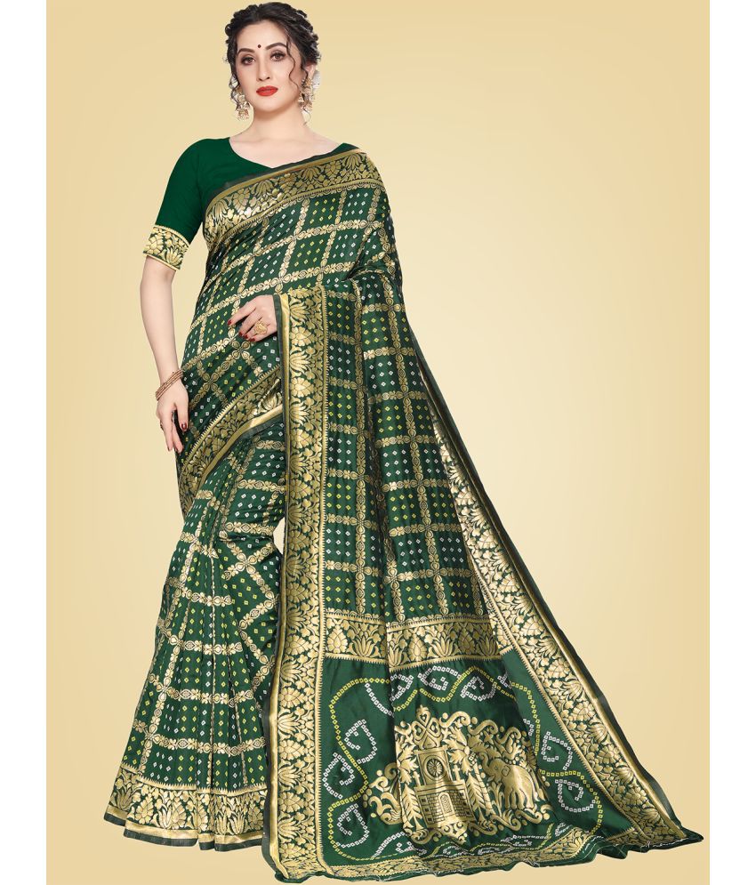     			Leeza Store Silk Blend Embellished Saree With Blouse Piece - Green ( Pack of 1 )