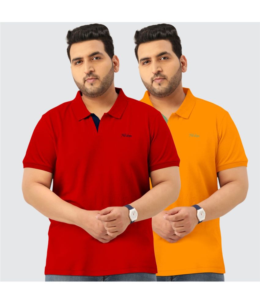     			TAB91 Cotton Regular Fit Solid Half Sleeves Men's Polo T Shirt - Red ( Pack of 2 )