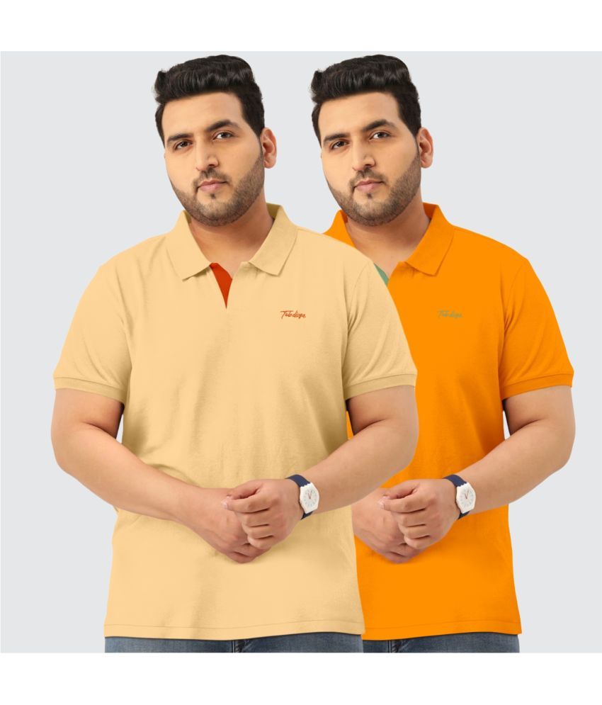     			TAB91 Cotton Regular Fit Solid Half Sleeves Men's Polo T Shirt - Beige ( Pack of 2 )