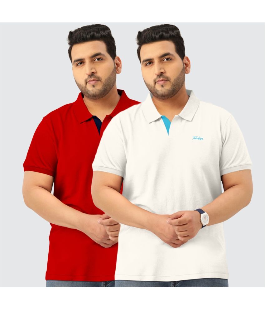     			TAB91 Cotton Regular Fit Solid Half Sleeves Men's Polo T Shirt - Melange Red ( Pack of 2 )