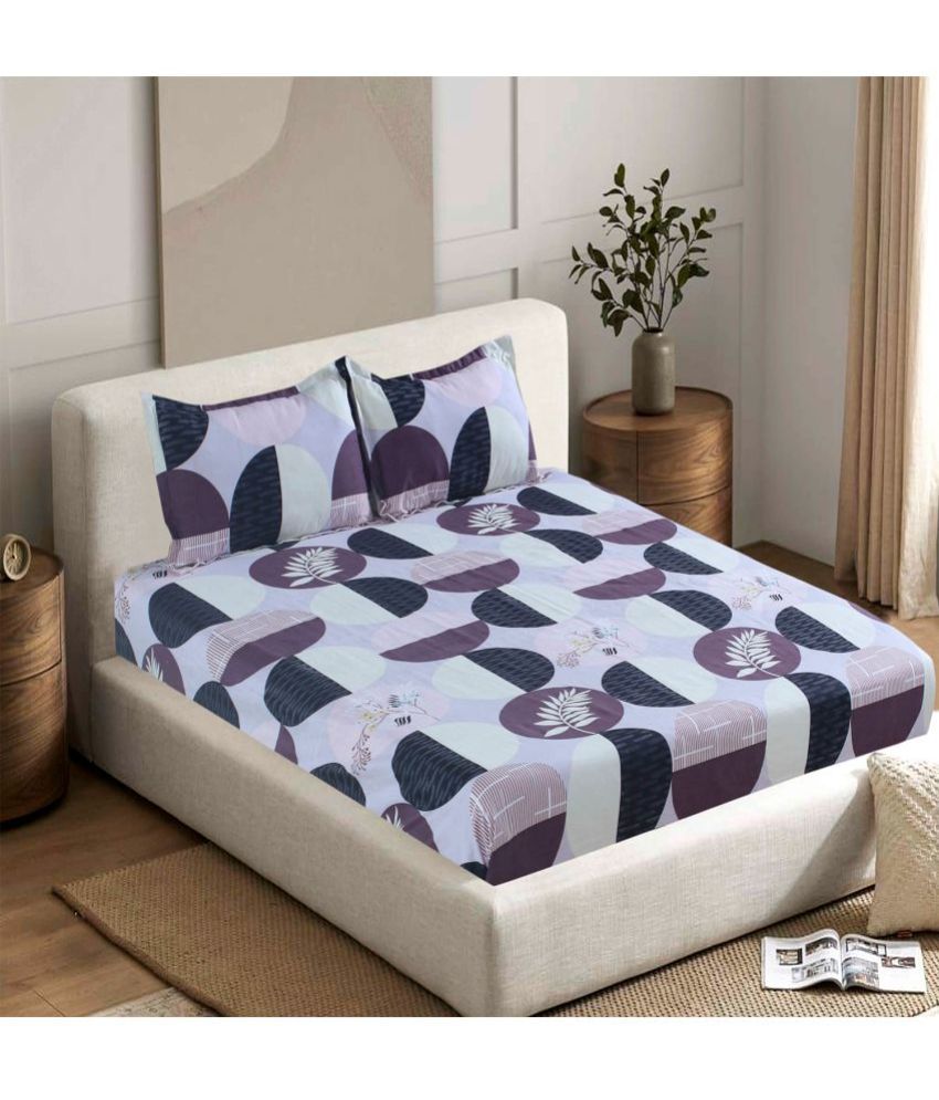     			Valtellina Cotton Nature 1 Double Bedsheet with 2 Pillow Covers - Purple