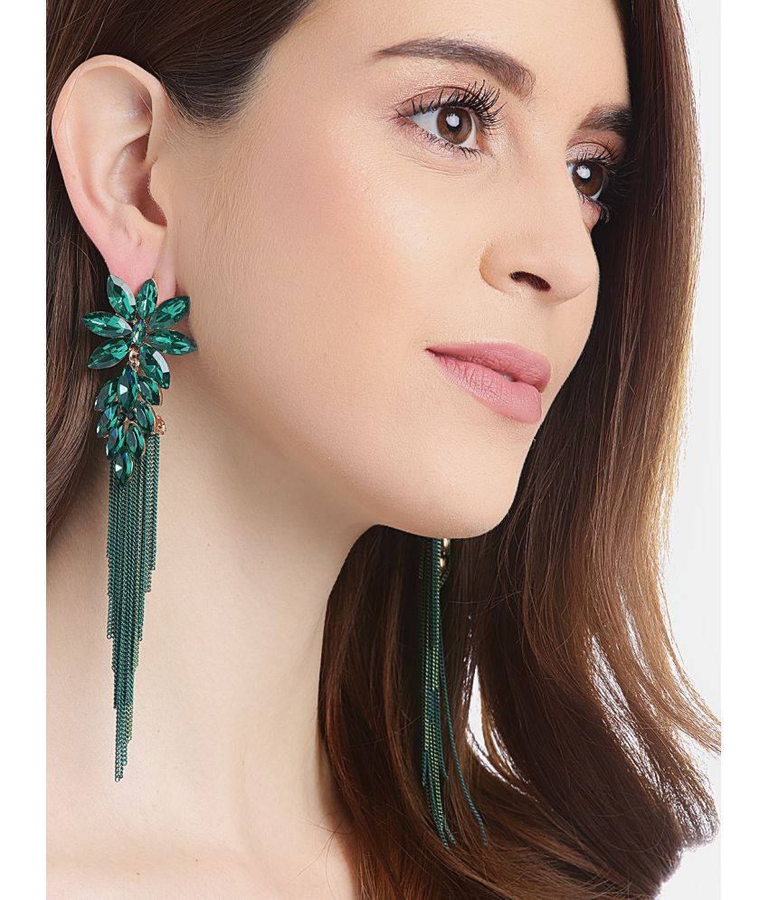     			YOUBELLA Green Danglers Earrings ( Pack of 1 )