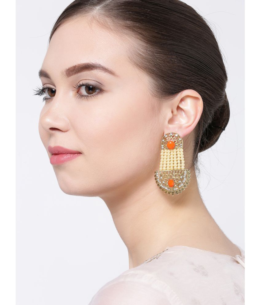     			YOUBELLA Orange Danglers Earrings ( Pack of 1 )