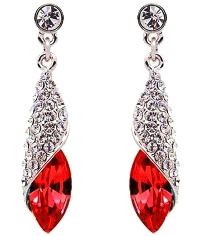     			YOUBELLA Red Danglers Earrings ( Pack of 1 )