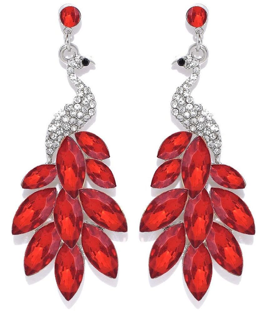     			YOUBELLA Red Danglers Earrings ( Pack of 1 )