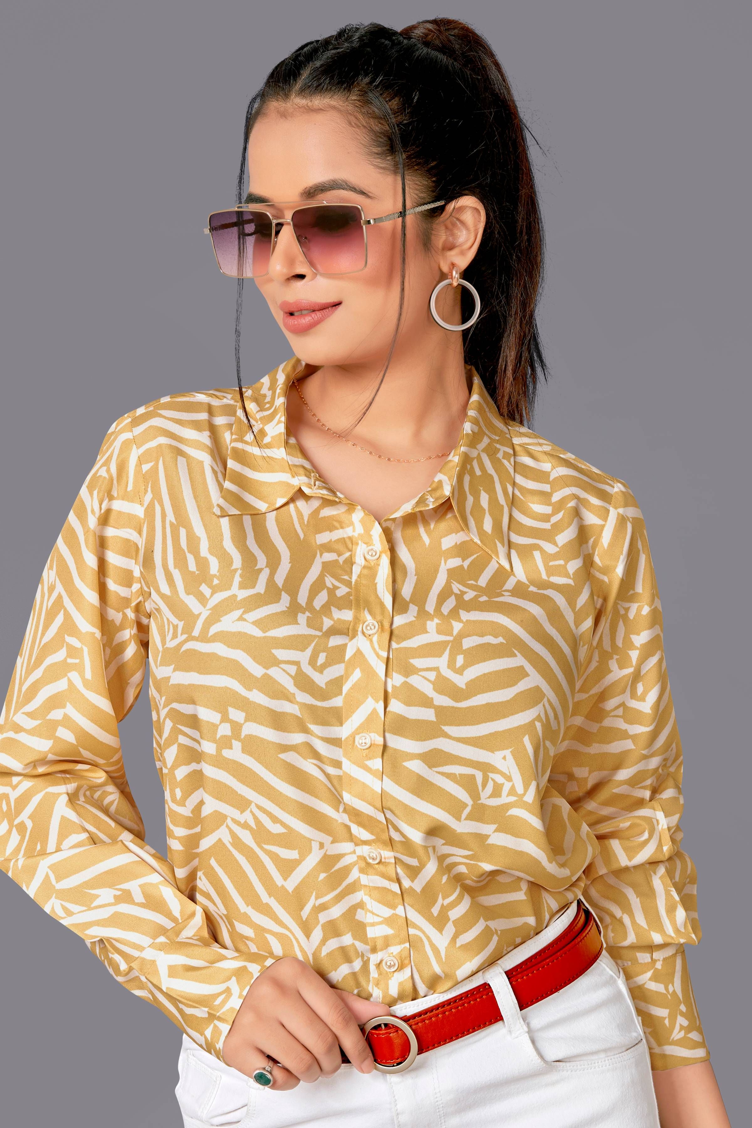     			Colorcart Mustard Polyester Women's Shirt Style Top ( Pack of 1 )