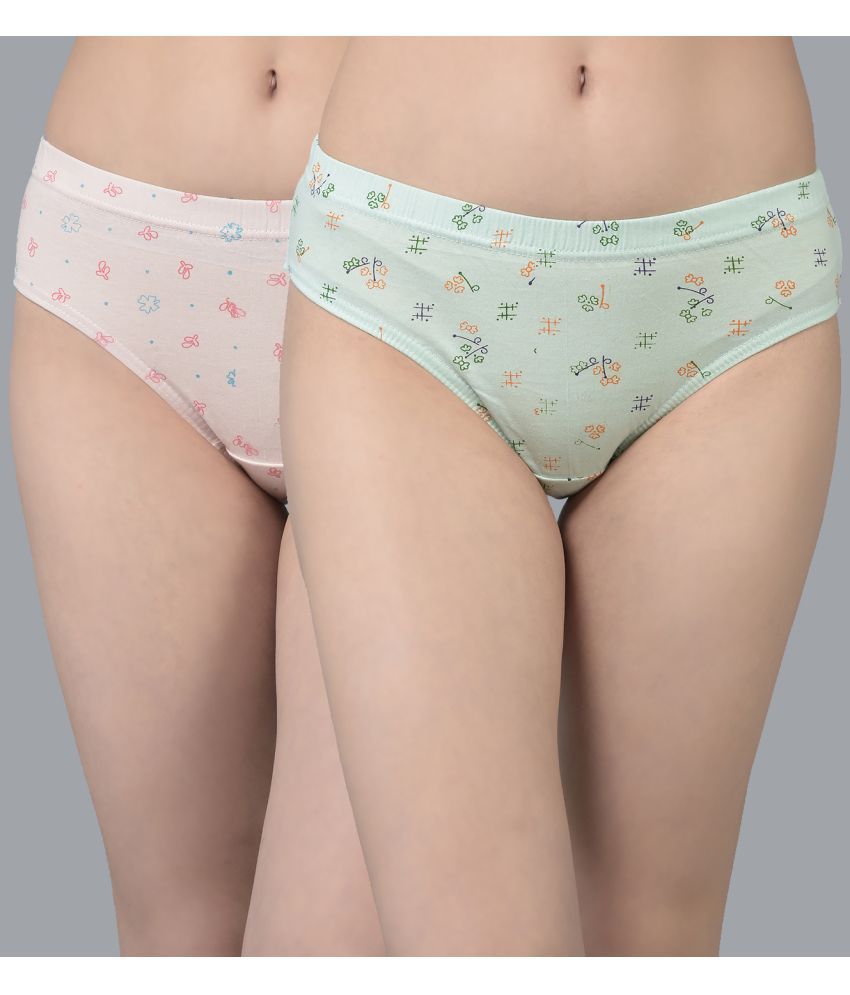     			Dollar Missy Pack of 2 Cotton Printed Women's Hipster ( Multi Color )