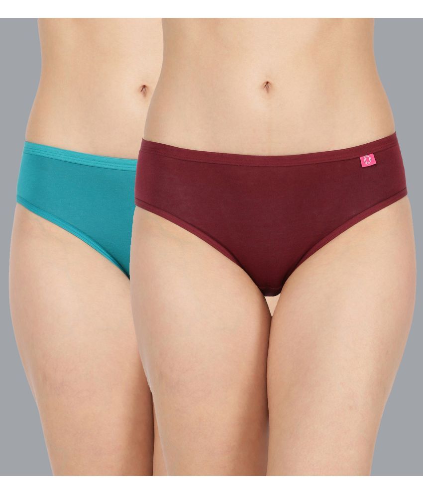     			Dollar Missy Pack of 2 Cotton Solid Women's Hipster ( Multi Color )