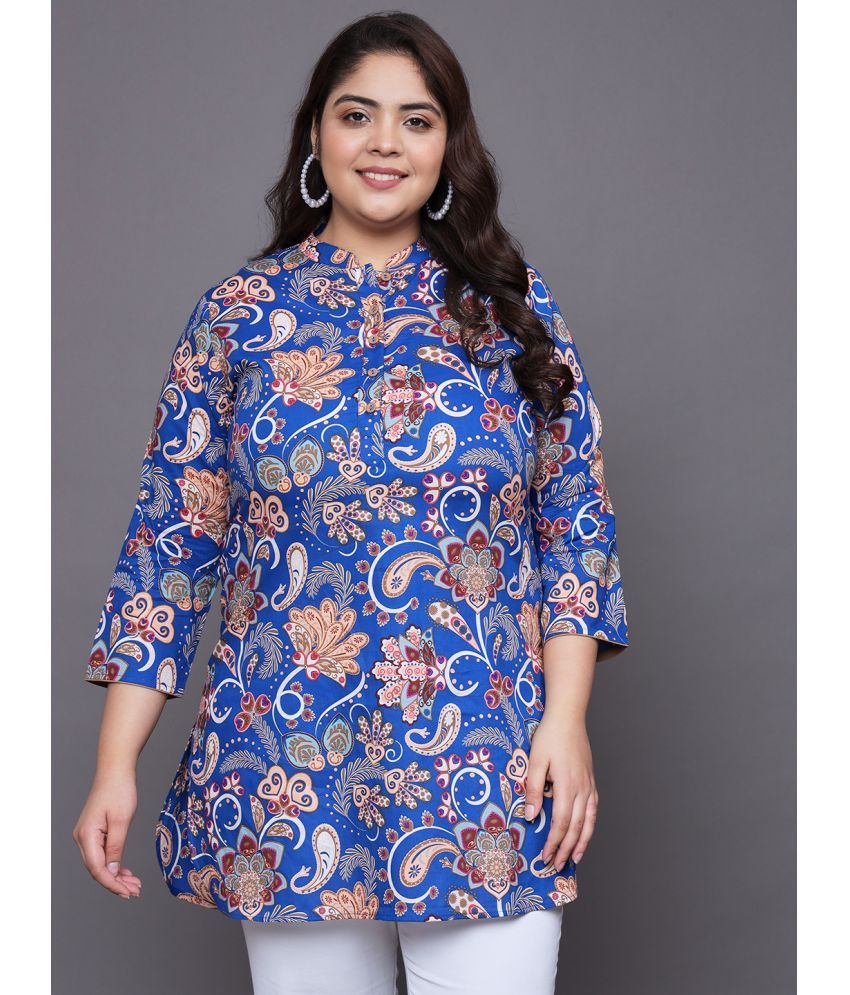     			Tissu Cotton Printed Straight Women's Kurti - Blue ( Pack of 1 )