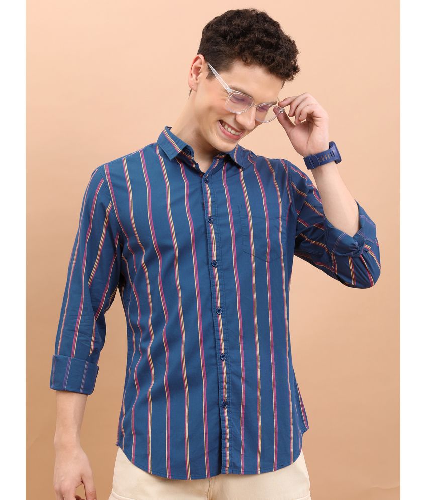     			Ketch 100% Cotton Regular Fit Striped Full Sleeves Men's Casual Shirt - Blue ( Pack of 1 )