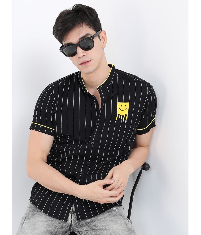     			Ketch 100% Cotton Regular Fit Striped Half Sleeves Men's Casual Shirt - Black ( Pack of 1 )