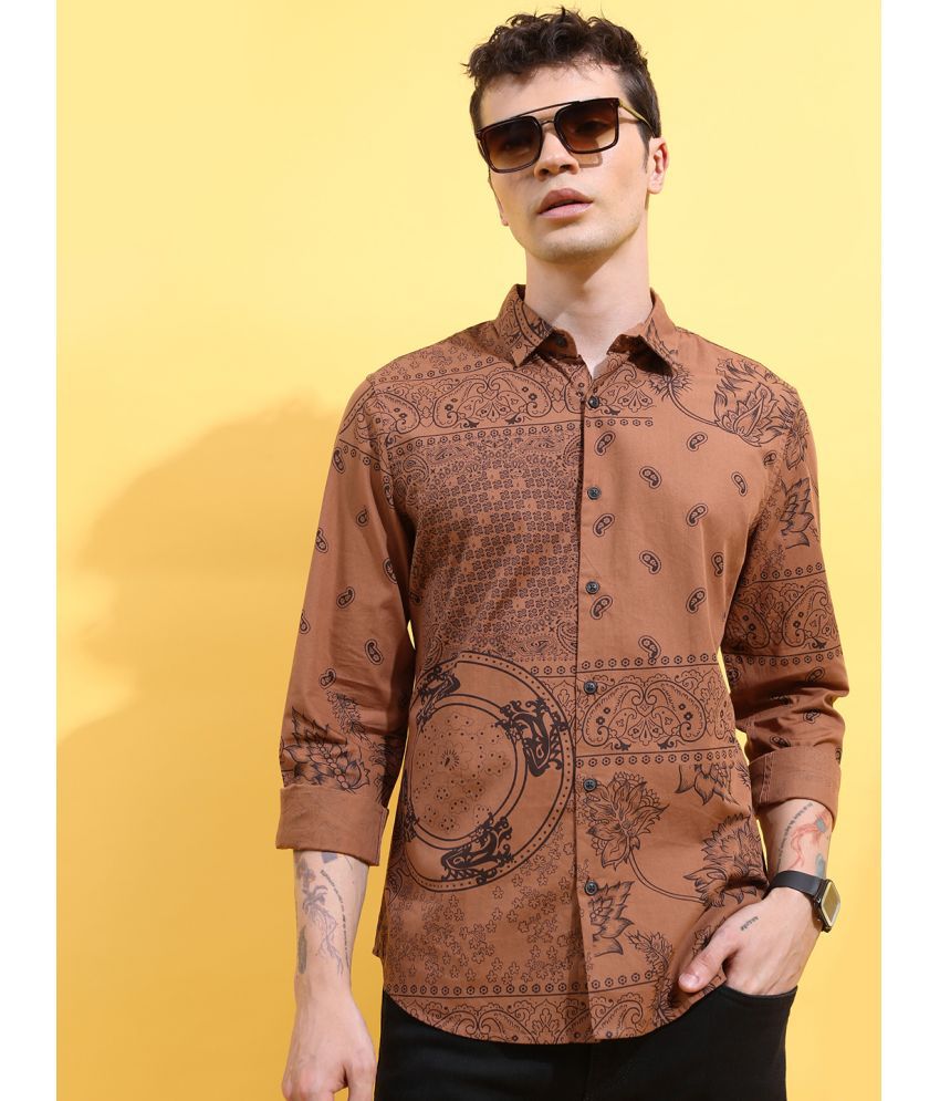     			Ketch 100% Cotton Regular Fit Printed Full Sleeves Men's Casual Shirt - Brown ( Pack of 1 )