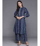 Varanga Cotton Printed Kurti With Pants Women's Stitched Salwar Suit - Navy Blue ( Pack of 1 )