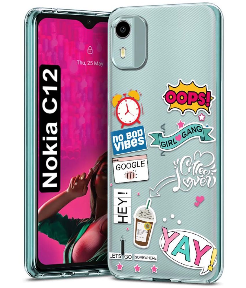     			Fashionury Multicolor Printed Back Cover Silicon Compatible For Nokia C12 ( Pack of 1 )