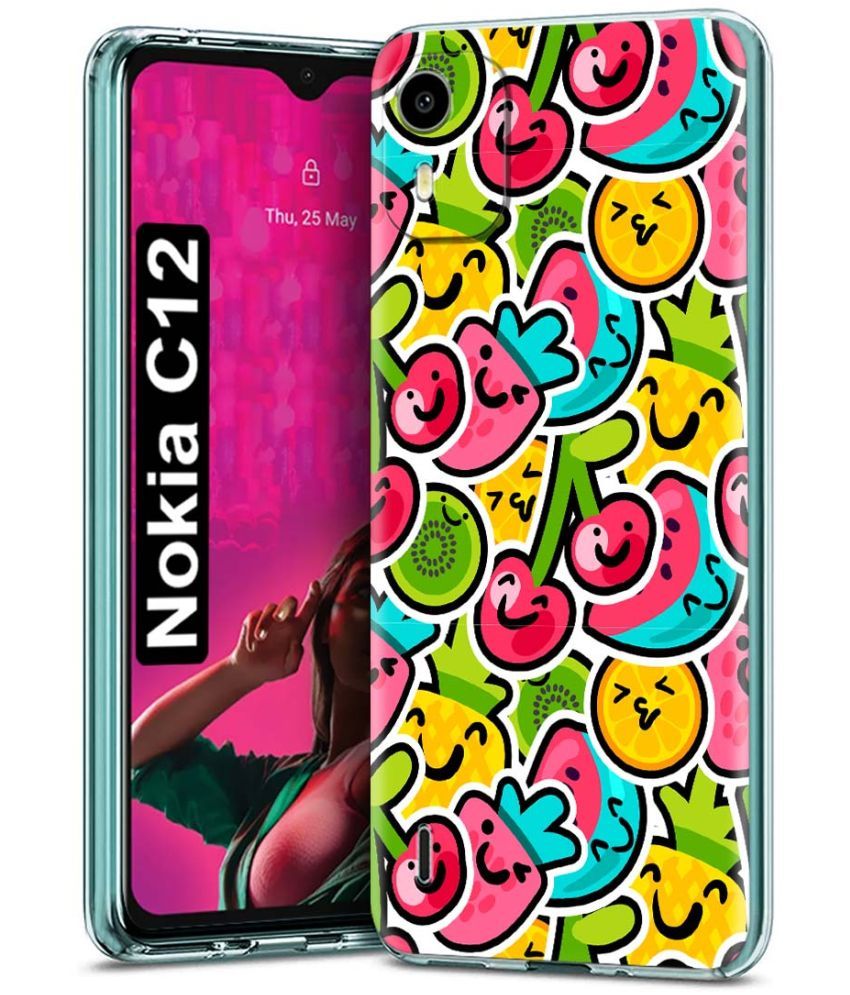     			Fashionury Multicolor Printed Back Cover Silicon Compatible For Nokia C12 ( Pack of 1 )