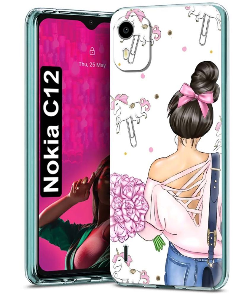     			Fashionury Multicolor Printed Back Cover Silicon Compatible For Nokia C12 ( Pack of 1 )