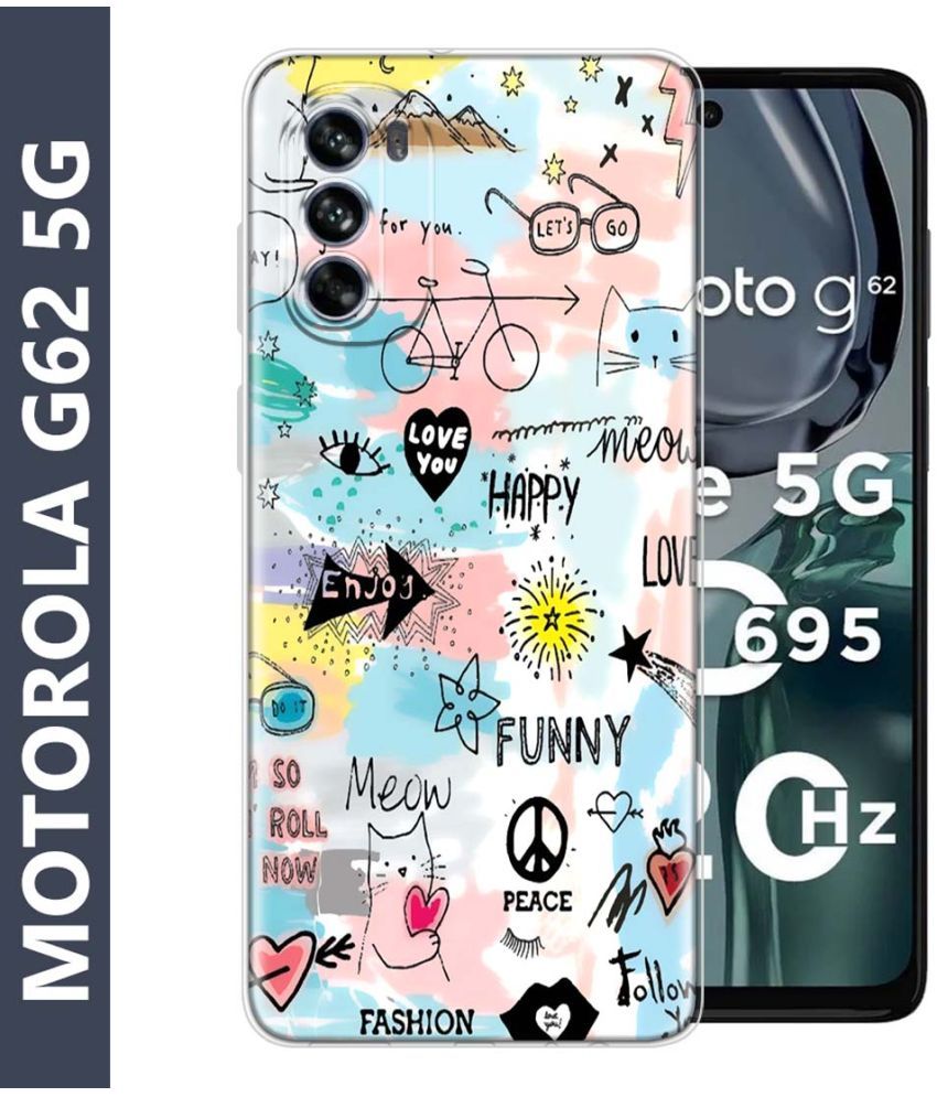     			Fashionury Multicolor Printed Back Cover Silicon Compatible For Motorola G62 5G ( Pack of 1 )