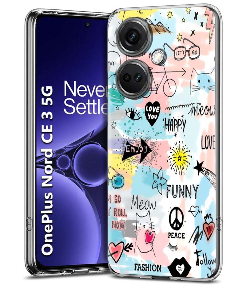     			Fashionury Multicolor Printed Back Cover Silicon Compatible For OnePlus Nord CE 3 5G ( Pack of 1 )