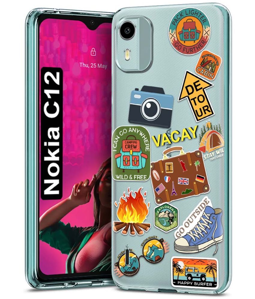     			Fashionury Multicolor Printed Back Cover Silicon Compatible For Nokia C12 ( Pack of 1 )