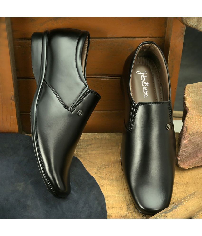     			John Karsun Black Men's Slip On Formal Shoes