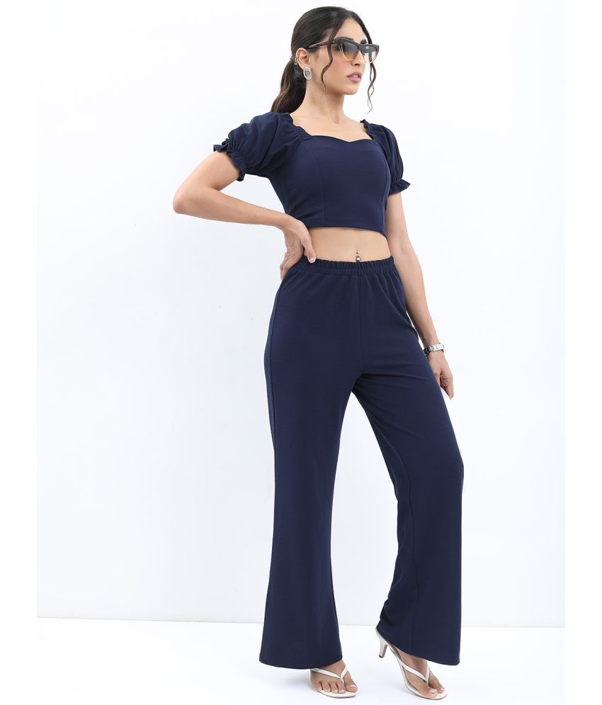     			Ketch Navy Solid Pant Top Set