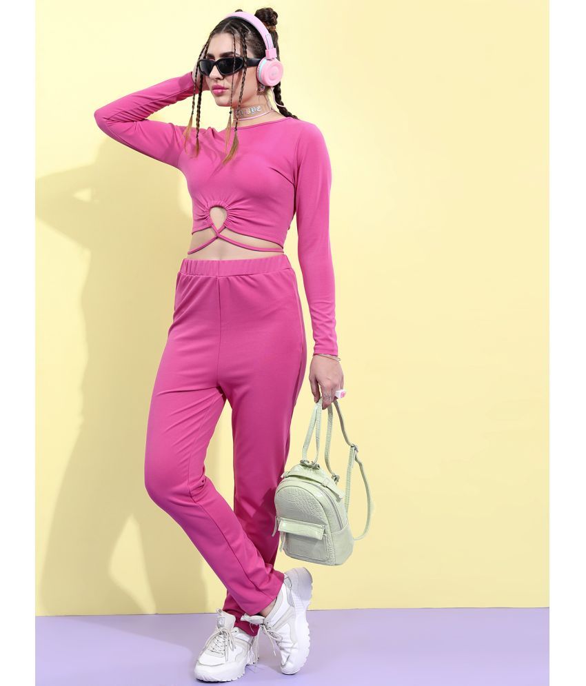     			Ketch Pink Solid Pant Top Set