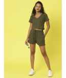 Rigo Olive Solid Shorts Top Set