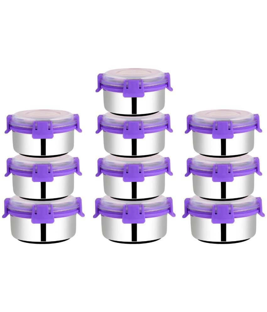     			BOWLMAN Smart Clip Lock Steel Purple Food Container ( Set of 10 )
