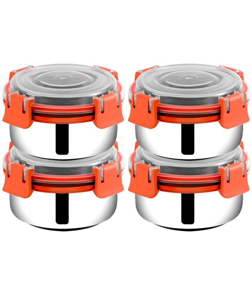    			BOWLMAN Smart Clip Lock Steel Orange Food Container ( Set of 4 )
